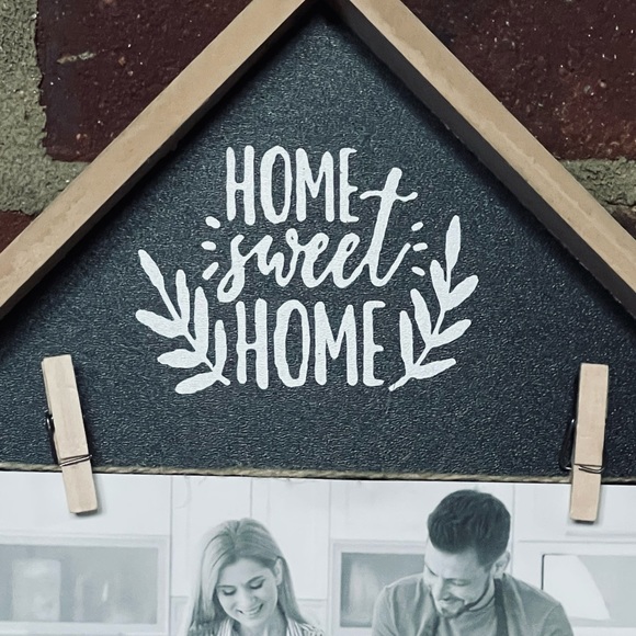 NEW “Home Sweet Home” Farmhouse Tabletop Photo Clip Decor Tan Black & White NWT - Picture 4 of 7